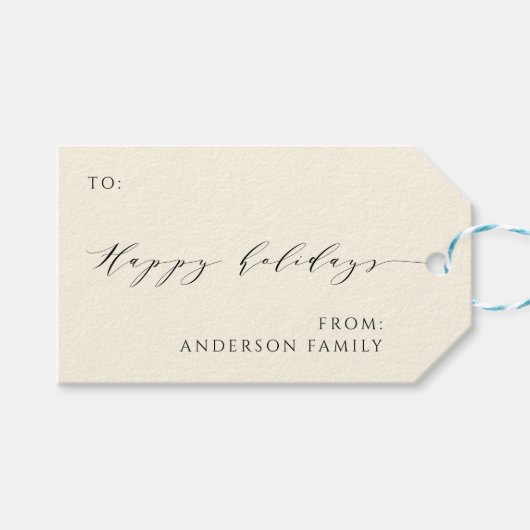 Prettige feestdagen Elegant minimalistisch script Cadeaulabel (Voorkant (Horizontaal))