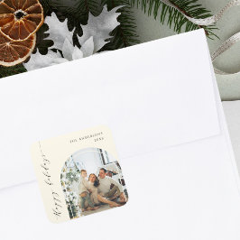 Prettige feestdagen Elegant minimalistisch script Vierkante Sticker