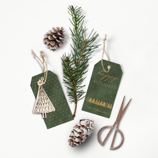 prettige feestdagen Elegant Modern Dusty Green Vel Cadeaulabel