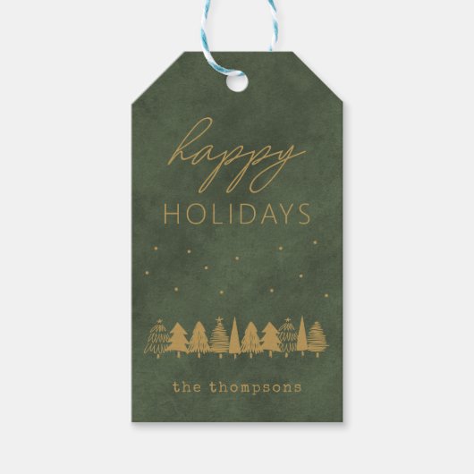 prettige feestdagen Elegant Modern Dusty Green Vel Cadeaulabel (Voorkant)