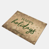 Prettige feestdagen Elegant modern goud & groen Deurmat (Schuin)