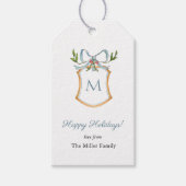 Prettige feestdagen Elegant monogram crest Cadeaulabel (Voorkant)
