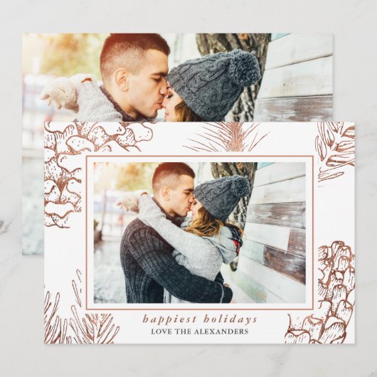 Prettige feestdagen Elegant rustieke patroonfoto Feestdagenkaart (Voorkant / Achterkant)