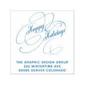 prettige feestdagen elegant script return address  zelfinktende stempel (Design)