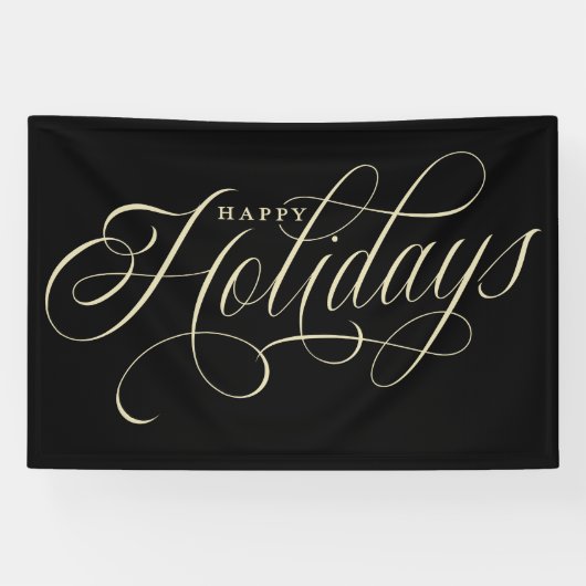Prettige feestdagen Elegant script Spandoek (Horizontaal)