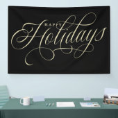 Prettige feestdagen Elegant script Spandoek (Beurs)