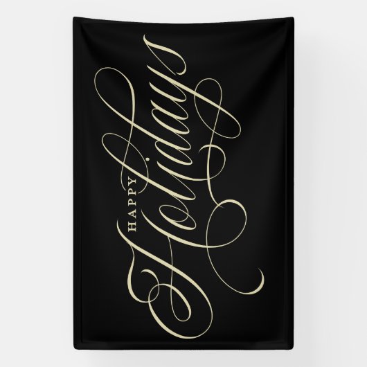 Prettige feestdagen Elegant script Spandoek (Verticaal)
