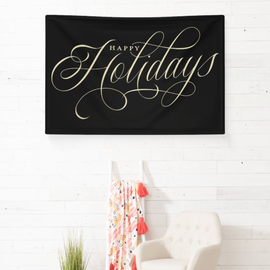 Prettige feestdagen Elegant script Spandoek (Insitu)