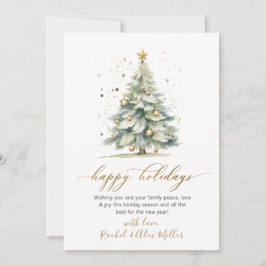 Prettige feestdagen Elegant | Script Tree Non Phot Feestdagenkaart (Voorkant)