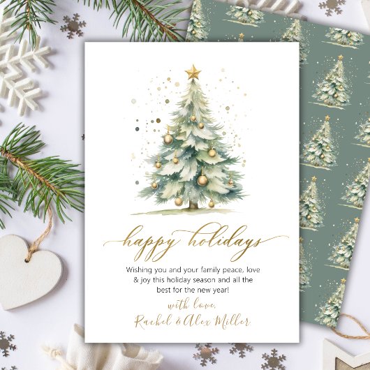 Prettige feestdagen Elegant | Script Tree Non Phot Feestdagenkaart