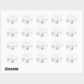Prettige feestdagen Elegant Script Winter Fox Ronde Sticker (Vel)