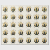 Prettige feestdagen Elegant | Warm Gold Pine Fores Cadeaupapier (Vlak)