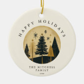 Prettige feestdagen Elegant | Warm Gold Pine Fores Keramisch Ornament (Voorkant)