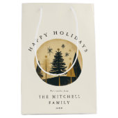 Prettige feestdagen Elegant | Warm Gold Pine Fores Medium Cadeauzakje (Voorkant)