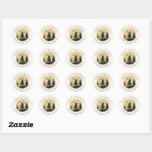 Prettige feestdagen Elegant | Warm Gold Pine Fores Ronde Sticker (Vel)