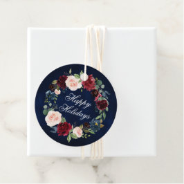 prettige feestdagen Elegant Waterverf Floral Wreat Bedankjes Labels