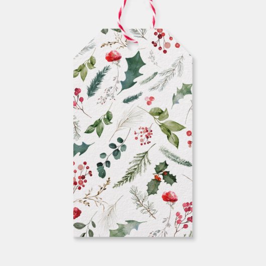 Prettige feestdagen Elegant Winter Botanisch Bladg Cadeaulabel (Achterkant)