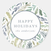 Prettige feestdagen Elegant winterblad Ronde Sticker (Voorkant)