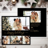Prettige feestdagen Elegant Zwart Goud 5 Foto Feestdagenkaart
