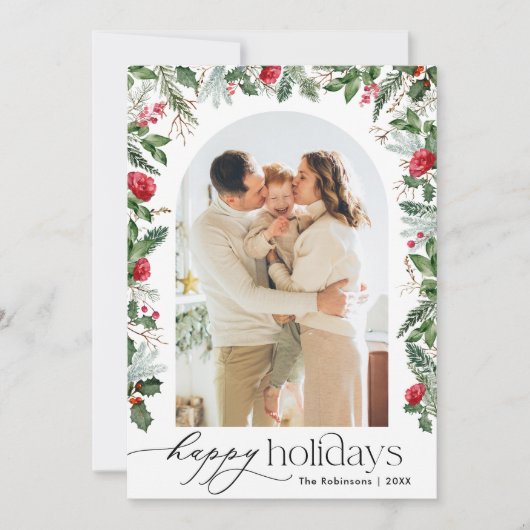 Prettige feestdagen Elegante botanische boog Feestdagenkaart (Voorkant)