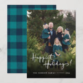 Prettige feestdagen €? | Elegante Buffalo Plaid fo Feestdagenkaart (Voorkant / Achterkant)