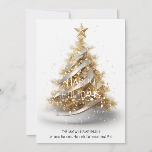 Prettige feestdagen Elegante goudwitte kerstboom Feestdagenkaart (Voorkant)