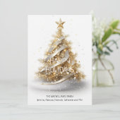 Prettige feestdagen Elegante goudwitte kerstboom Feestdagenkaart (Staand voorkant)