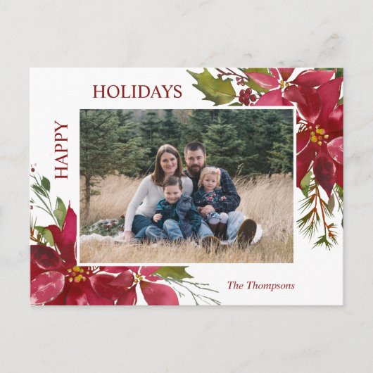 Prettige feestdagen Elegante kerstbloemen Briefkaart (Voorkant)