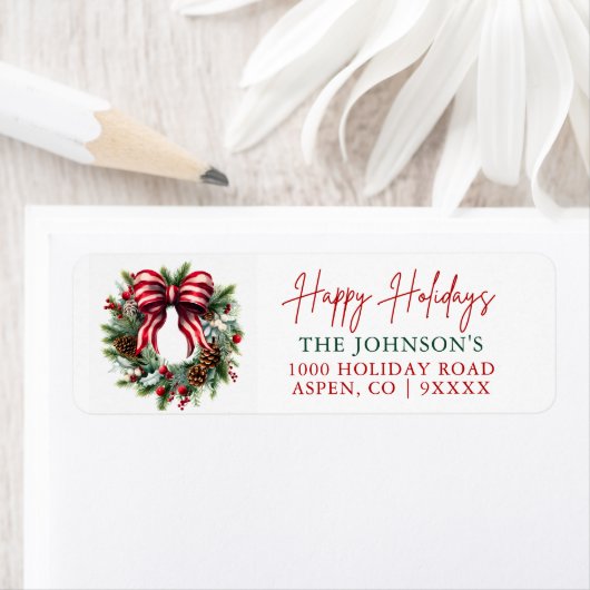 Prettige feestdagen Elegante Kerstkrans Etiket (Insitu)