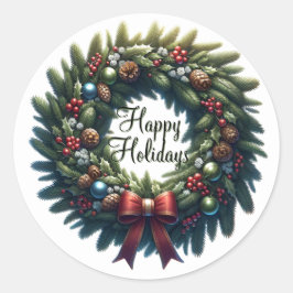 Prettige feestdagen Elegante Kerstkrans Ronde Sticker