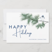 Prettige feestdagen Elegante moderne blauwe vogel Feestdagenkaart (Voorkant)