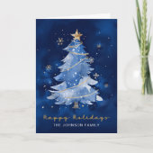 Prettige feestdagen · Elegante Navy Gold Christmas Kaart (Voorkant)