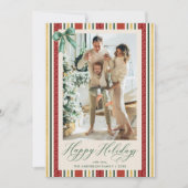 Prettige feestdagen Elegante Retro Stripes Bow Feestdagenkaart (Voorkant)