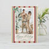 Prettige feestdagen Elegante Retro Stripes Bow Feestdagenkaart (Staand voorkant)