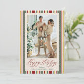 Prettige feestdagen Elegante rode groene strepen Feestdagenkaart (Staand voorkant)