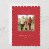 Prettige feestdagen Elegante rode strik "?" kerstf Feestdagenkaart (Voorkant)