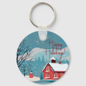 Prettige feestdagen Elegante sneeuwval feestelijk Sleutelhanger (Voorkant)