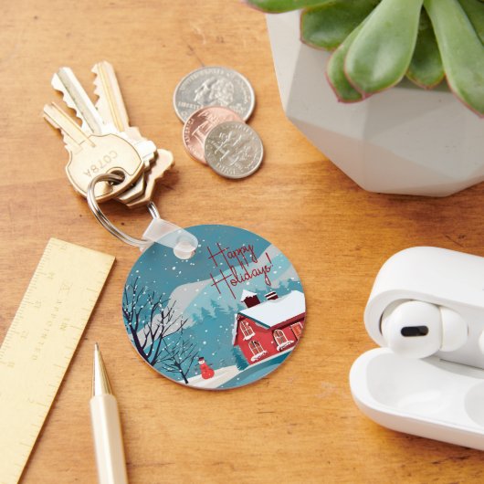 Prettige feestdagen Elegante sneeuwval feestelijk Sleutelhanger (Bureau)