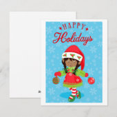 prettige feestdagen Elf Girl Feestdagenkaart (Voorkant / Achterkant)