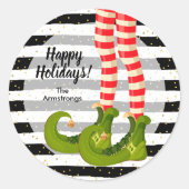Prettige feestdagen Elf Legs Ronde Sticker (Voorkant)