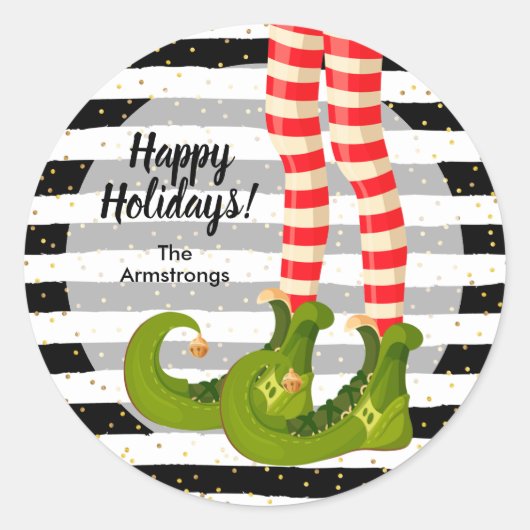 Prettige feestdagen Elf Legs Ronde Sticker (Voorkant)