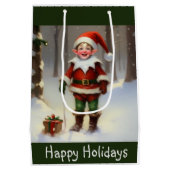 prettige feestdagen Elf Medium Cadeauzakje (Achterkant)