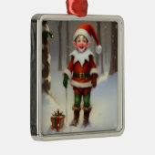 prettige feestdagen Elf Metalen Ornament (Rechts)