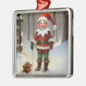 prettige feestdagen Elf Metalen Ornament (Links)