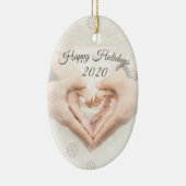prettige feestdagen en datum. Elegant foto hart ha Keramisch Ornament (Rechts)