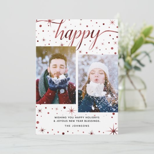 prettige feestdagen en nieuwjaar 2-foto's zonder f feestdagenkaart (Staand voorkant)
