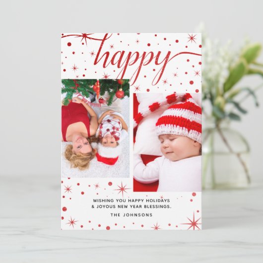 prettige feestdagen en nieuwjaar 2-foto's zonder f feestdagenkaart (Staand voorkant)