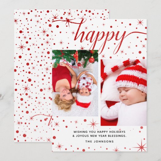 prettige feestdagen en nieuwjaar 2-foto's zonder f feestdagenkaart (Voorkant / Achterkant)