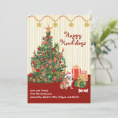 prettige feestdagen Engelse Bulldog Dog Tree Cadea (Staand voorkant)