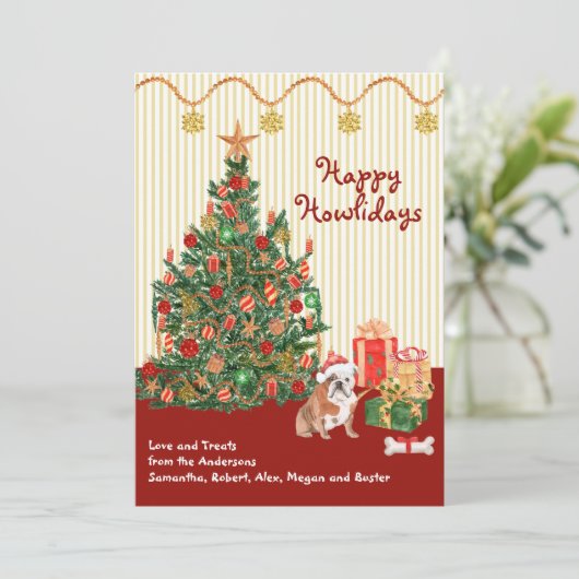 prettige feestdagen Engelse Bulldog Dog Tree Cadea (Staand voorkant)